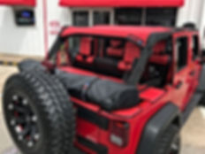 Jeep Wrangler red mesh sun shade top