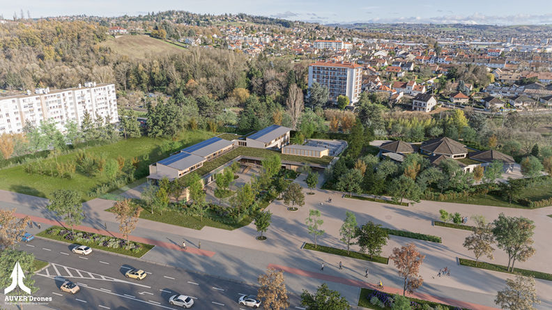 Vue aérienne d'un aménagement urbain, services professionnels par drone