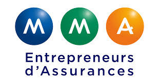 Logo MMA Entrepreneurs d'Assurances, cercles bleu, vert et orange.