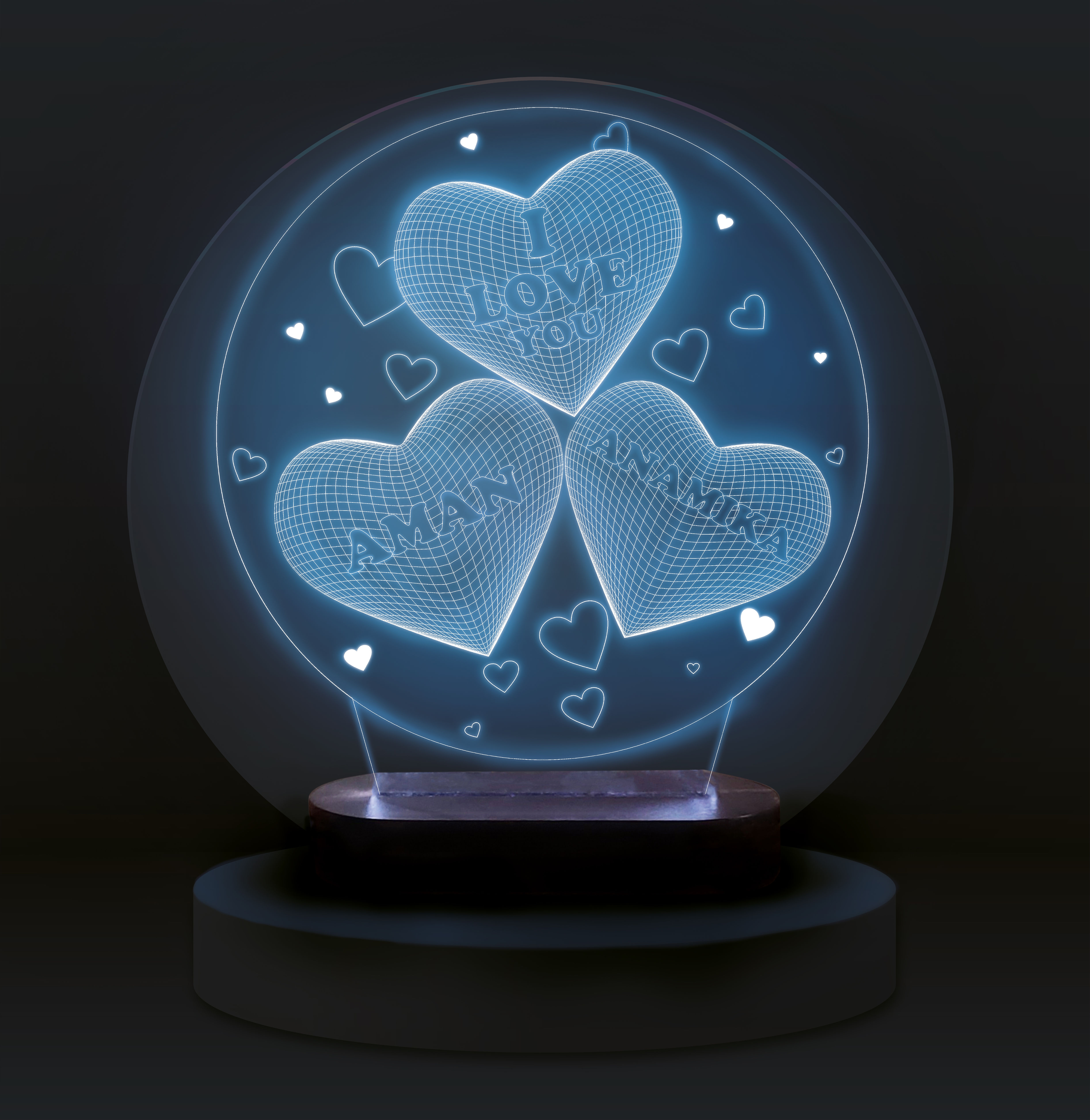 3D Illusion Floating Hearts Lamp