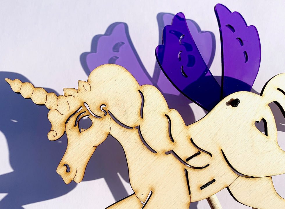Thumbnail: Unicorn / Pegasus Shadow Puppet, Wooden Laser Cut