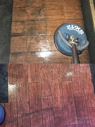 Tile and grout cleaning with professional rotary cleaning tool by Spots Gone