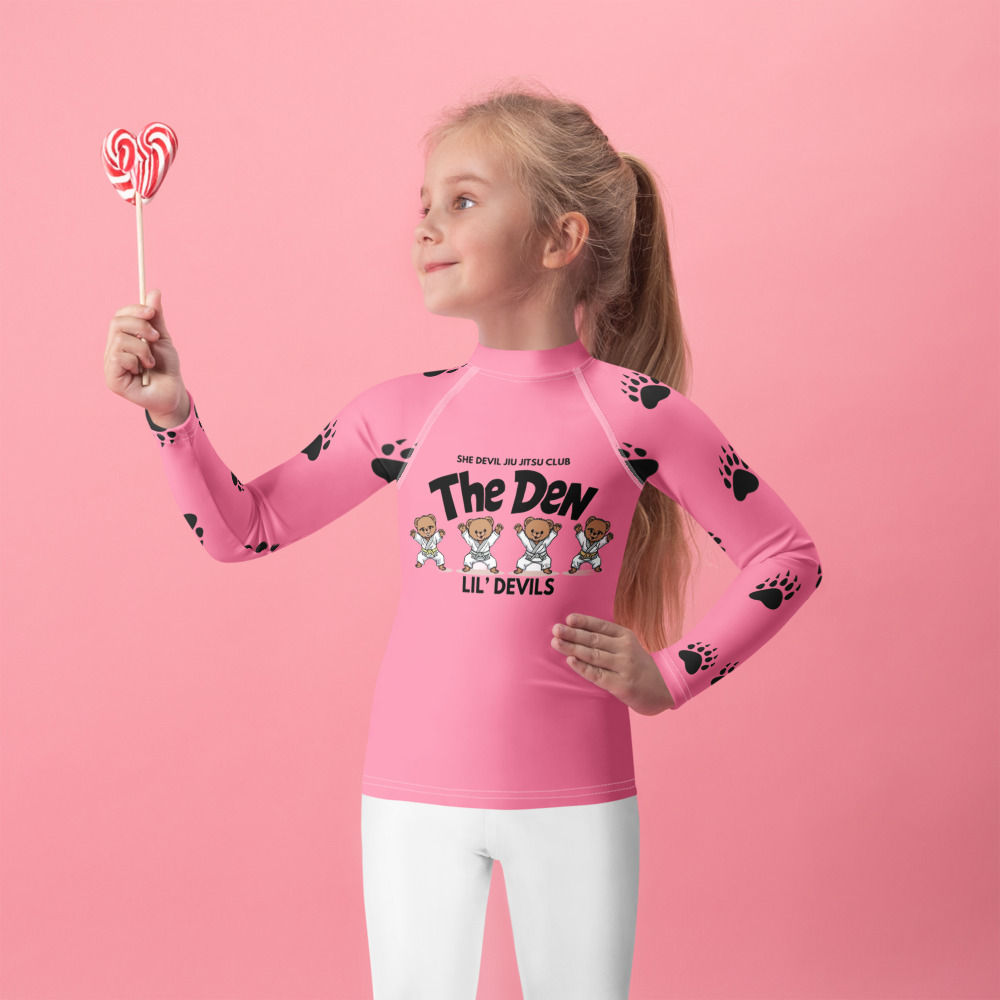 Lil Devils Bear Cub Rashguard. Unisex. PINK