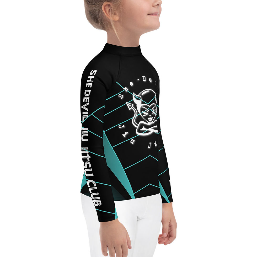 Thumbnail: Lil Devils Black and teal Rash Guard