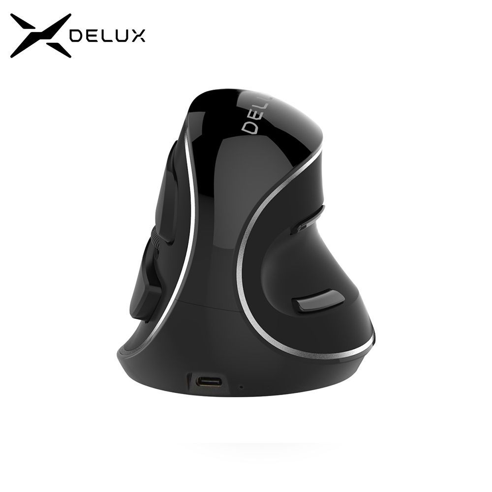 Delux M618PD Wireless+ BT Ergonomic Vertical Rechargeable Mouse 4000DPI 6 Button