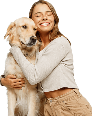 Happy dog with owner after professional dog grooming in Wheeling IL