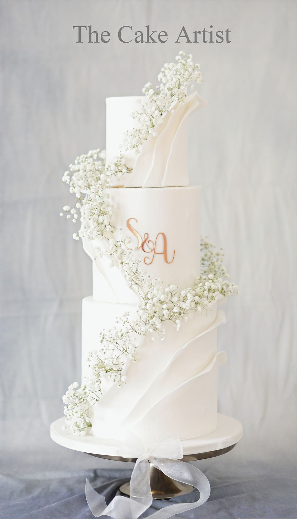 Baby's Breath Wrap Around Wedding Cake