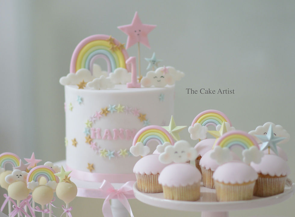 Rainbow, Stars and Clouds 1st Birthday Sweet Table