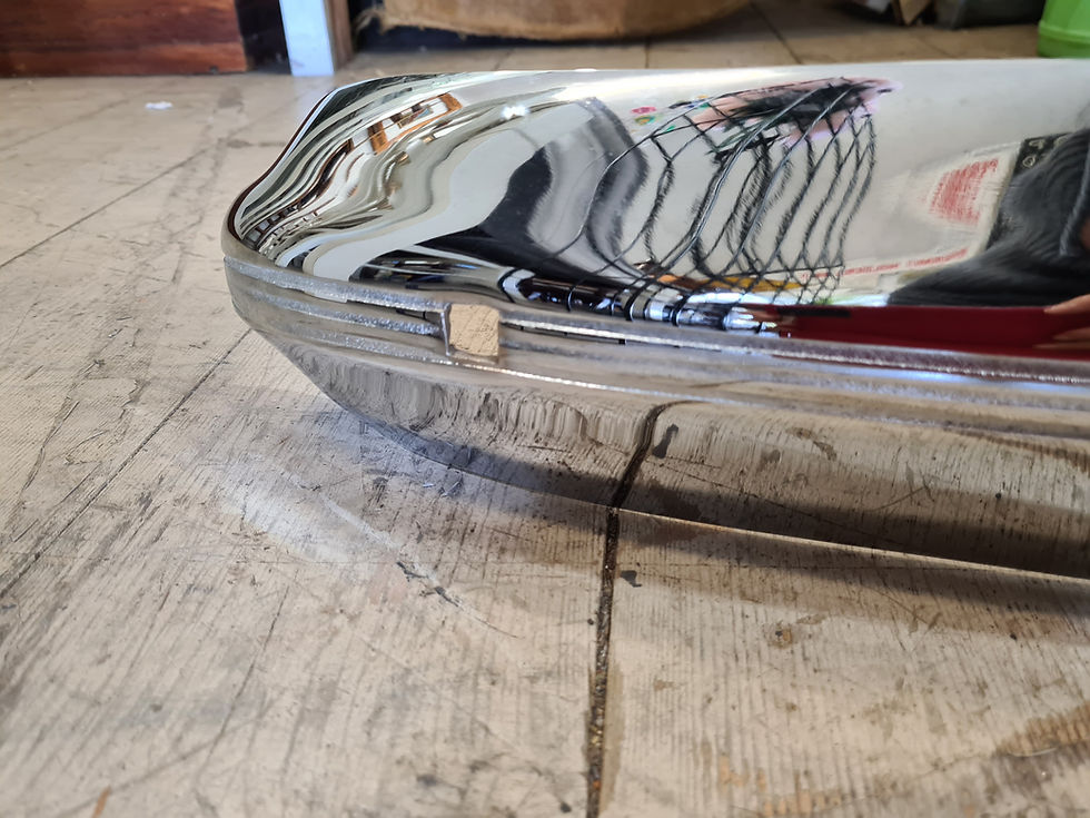Thumbnail: Vintage Heavy Metal Chrome plate car bumper 170cm