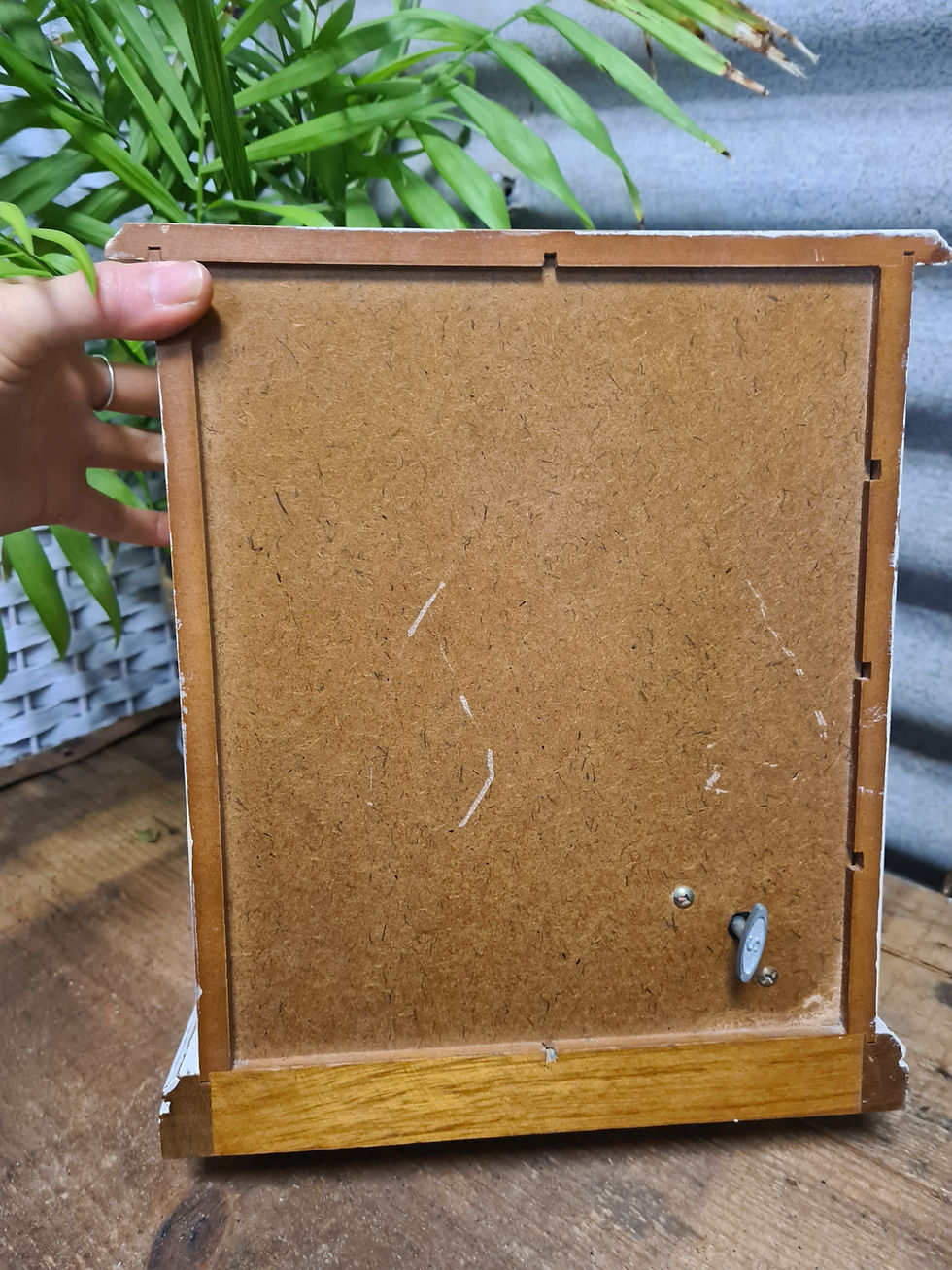 Thumbnail: Vintage wooden small jewellery jewelry box cabinet drawer mirror White