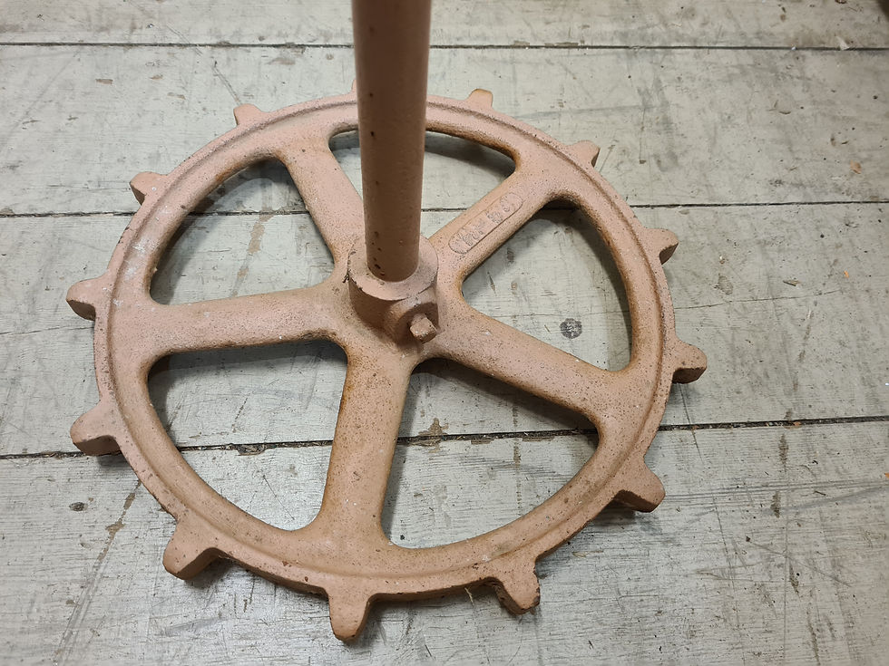 Thumbnail: Vintage Handmade Metal Plant Pot Stand Holder Pedestal wheel base