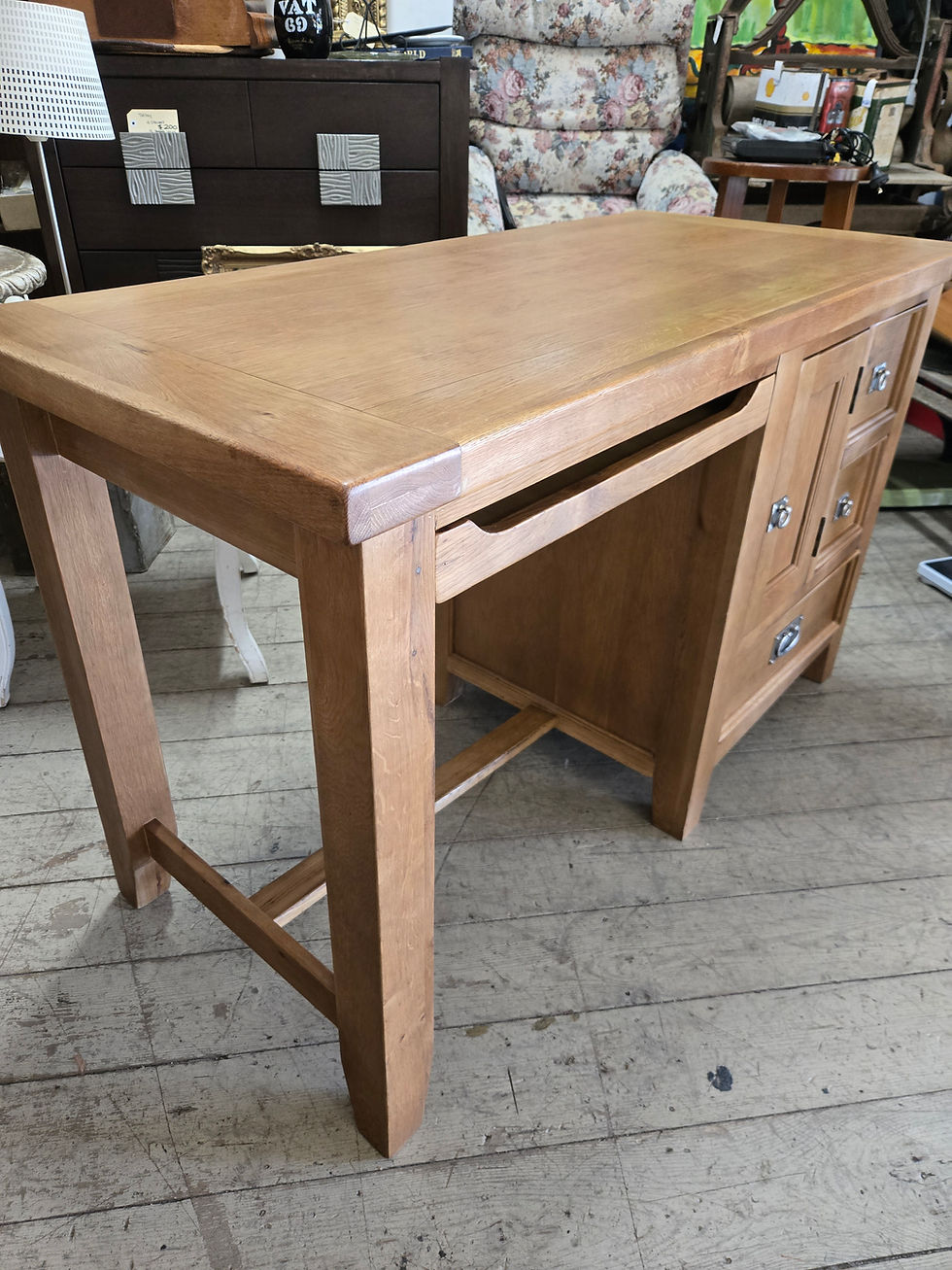 Thumbnail: Oak timber desk slide out keyboard drawer