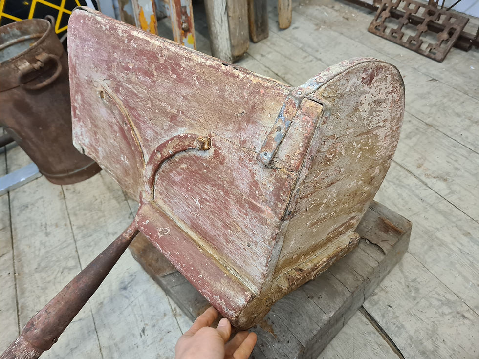Thumbnail: Antique bricklayers hod brick mortar carrier wooden bucket holder HAND TOOL