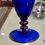 Thumbnail: 1x vintage Cobalt blue glass grape vine gold rim bohemian 