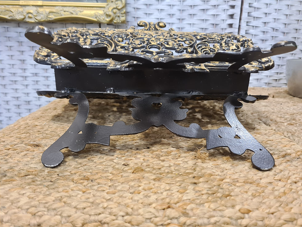 Thumbnail: vintage ornate gold black coloured metal magazine stand holder rack