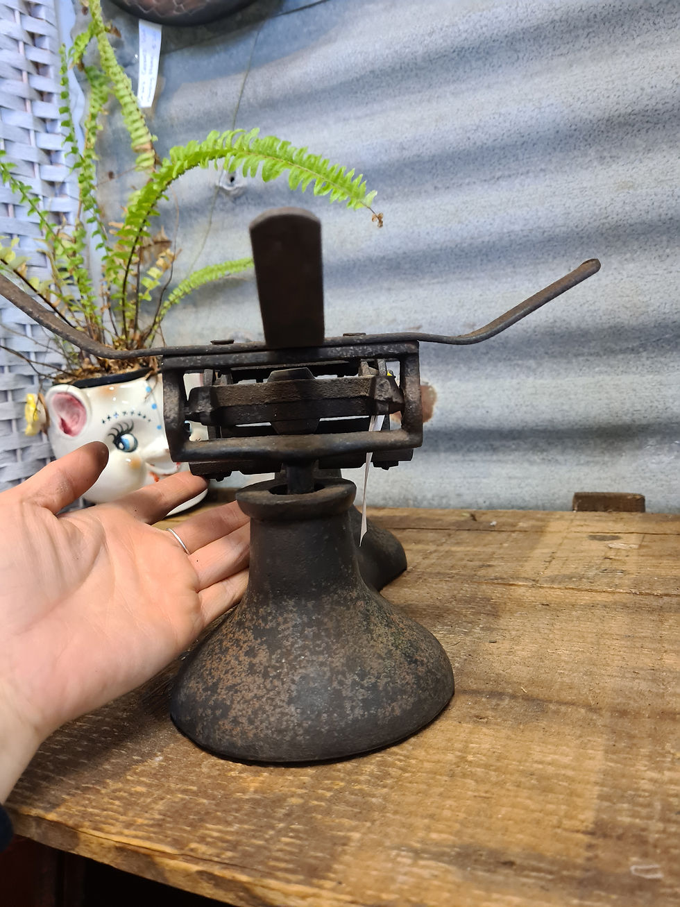 Thumbnail: Vintage old cast iron kitchen scale black rustic 