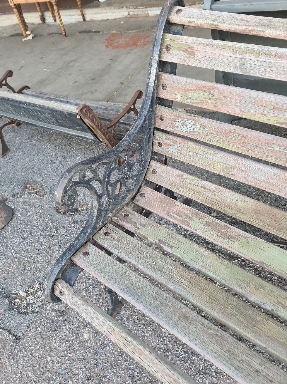 Thumbnail: Vintage Heavy cast iron ends outdoor garden bench seat black