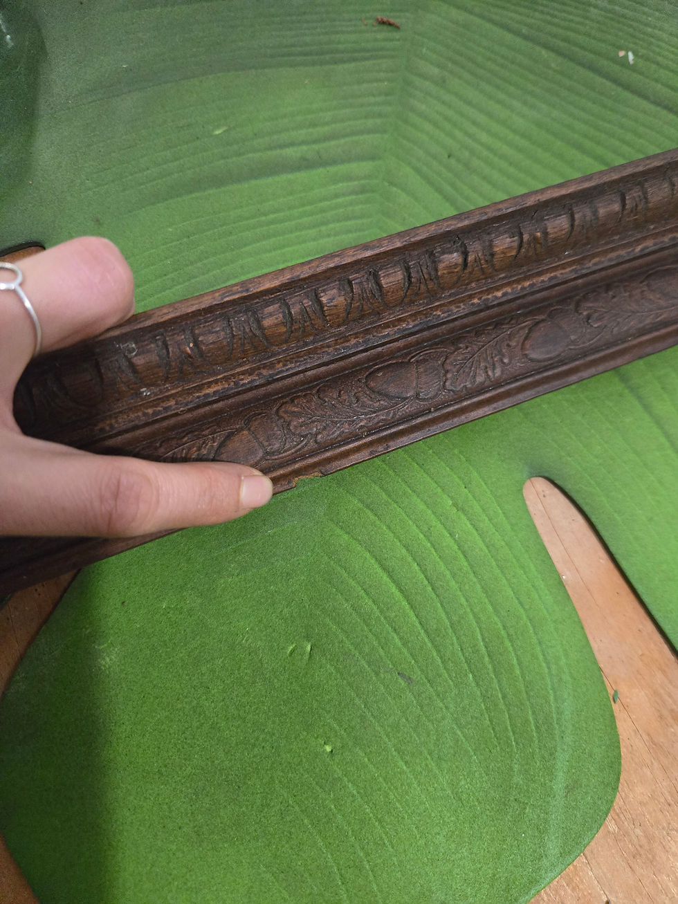 Thumbnail: antique carved wooden photo picture frame 46cmx53.5cm