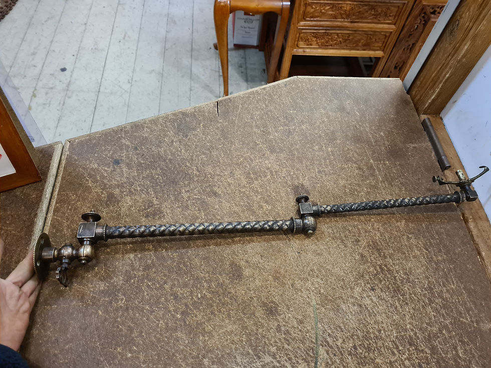 Thumbnail: ANTIQUE GAS LIGHT LAMP WALL SCONCE BRACKET Ornate Brass Swing