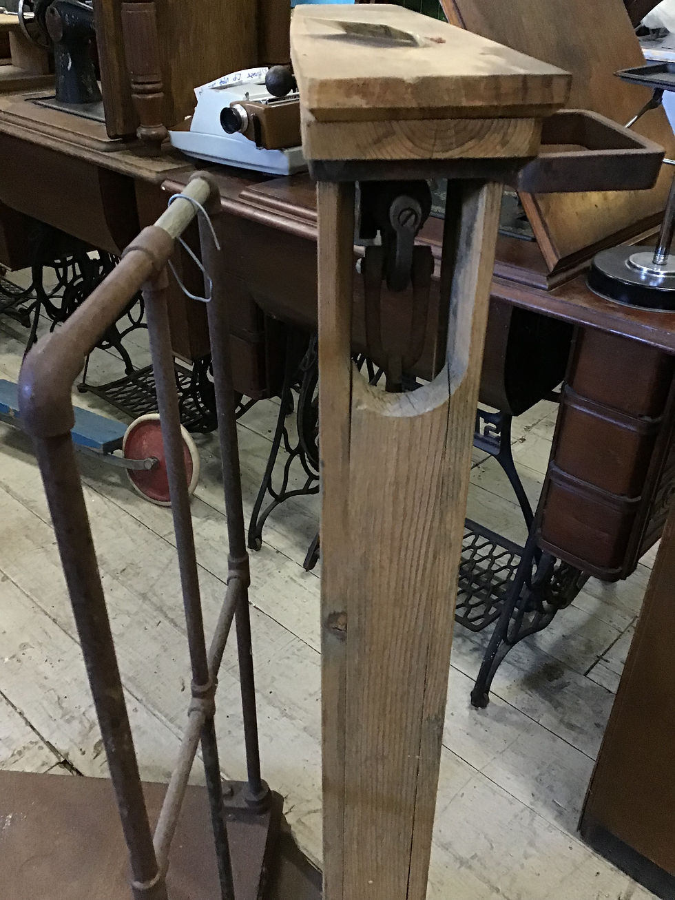 Thumbnail: Antique Industrial Platform Large Scale Weights Timber Rustic Farm