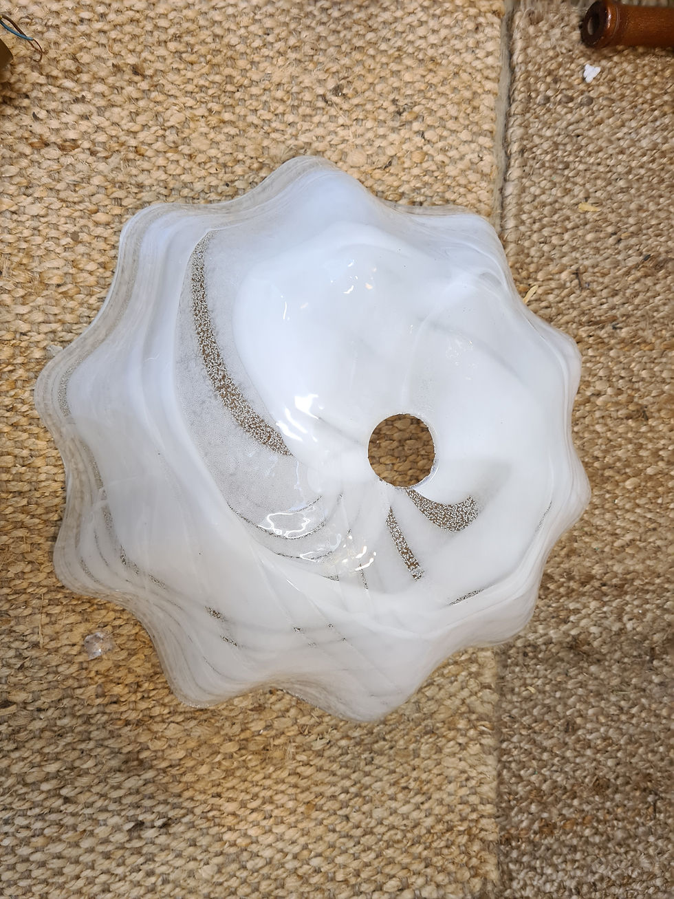 Thumbnail: Vintage Made in ITALY Murano glass Light pendant white swirly Retract