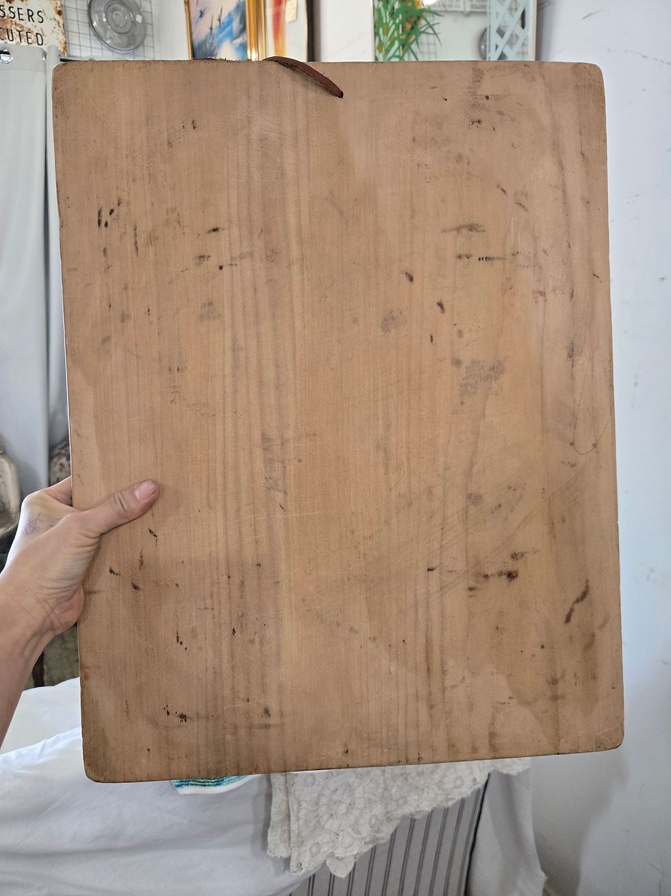 Thumbnail: vintage wooden chopping board bread cutting board large