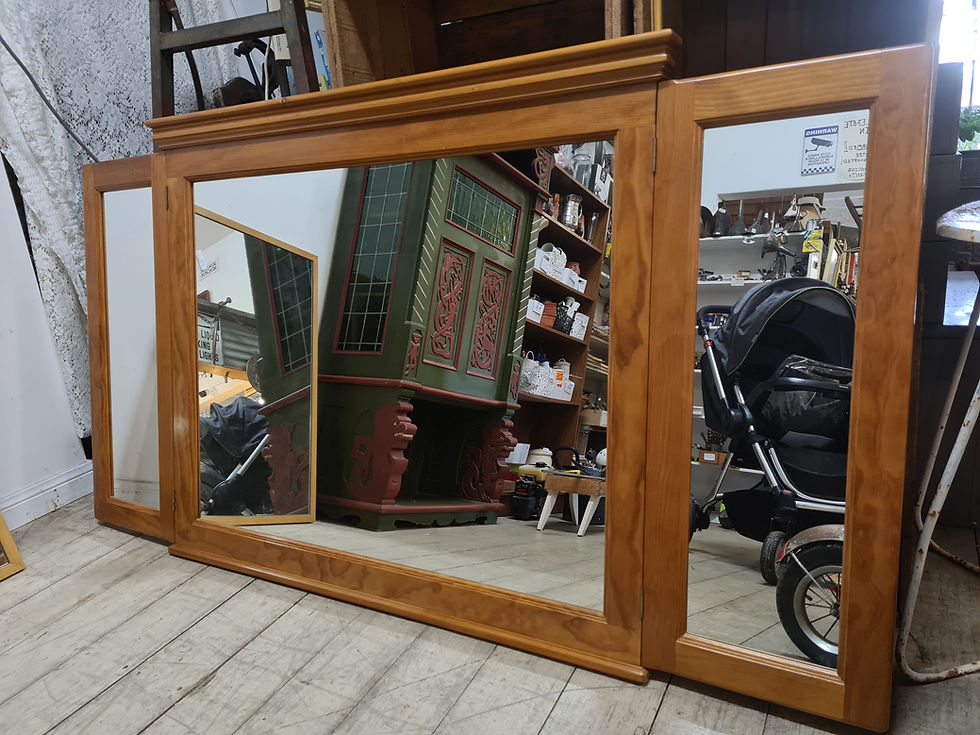 Thumbnail: Solid Pine Timber wall hanging Triptych Mirror 1.8M Folding