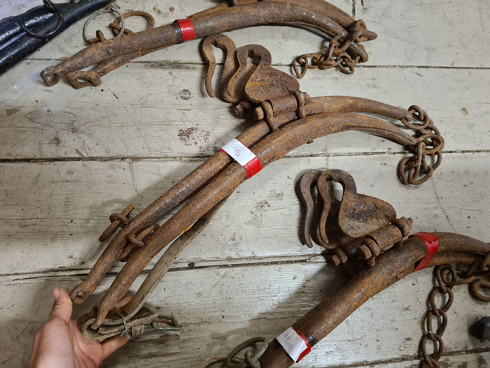 Thumbnail: Vintage Rustic Metal HORSE HAMES HARNESS 56cm Long