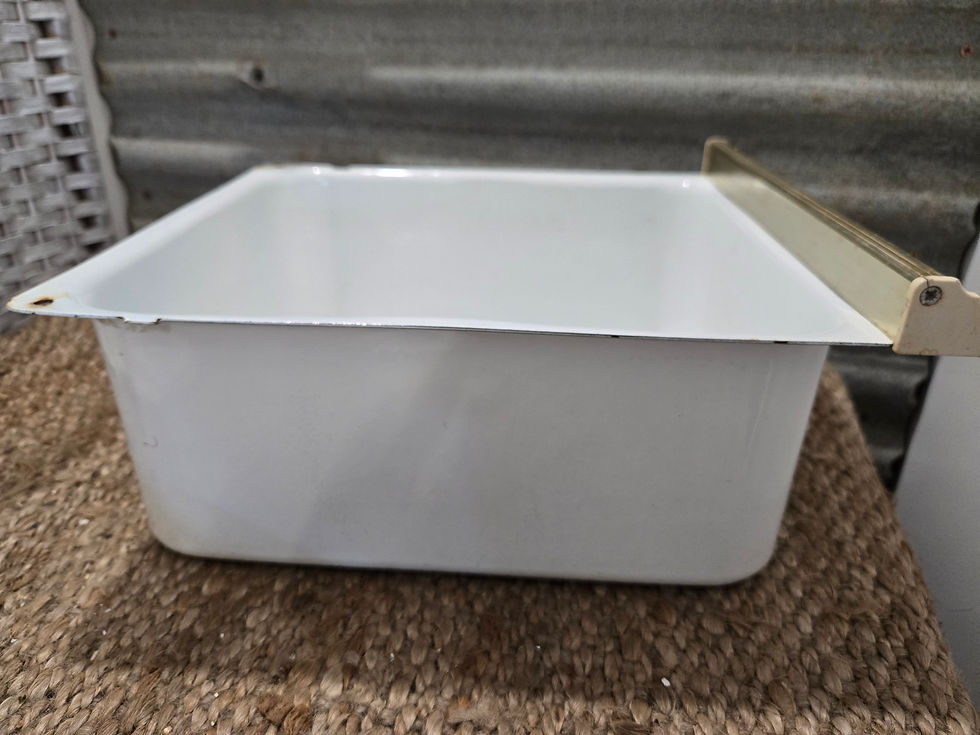 Thumbnail: Vintage Refrigerator DRAWER White Enamel 2avail