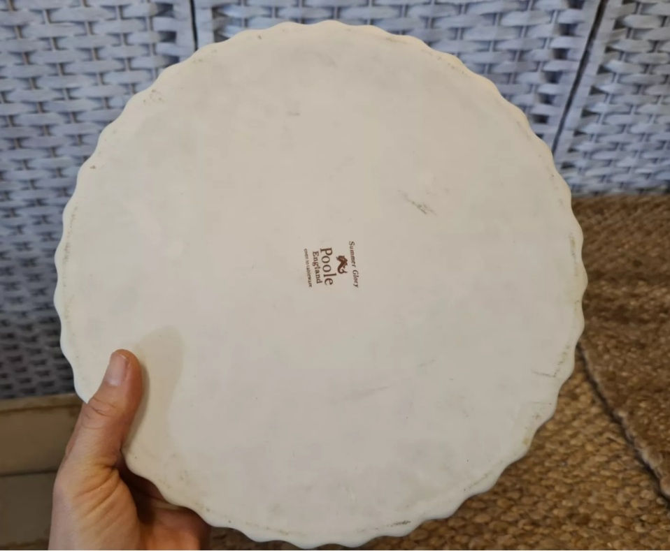 Thumbnail: Poole Summer Glory  Medium Flan Pie Dish England Rustic Flower ovenware 24.7cm