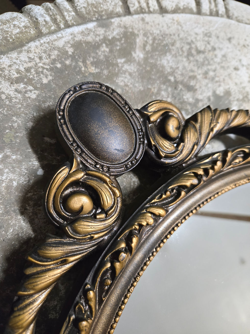 Thumbnail: Vintage ornate wall hanging mirror gold gilt tone