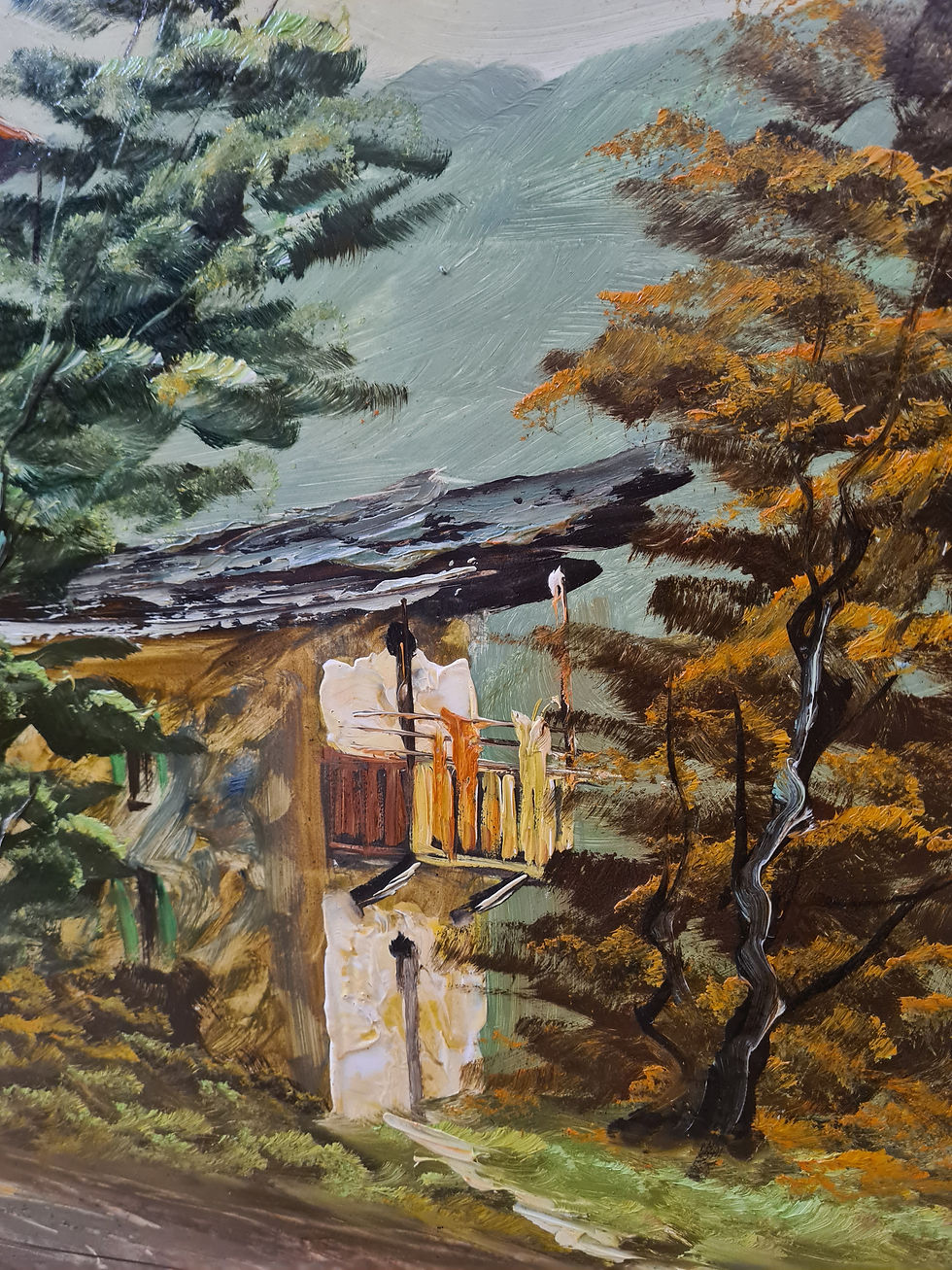 Thumbnail: A. D'ANZI SIGNED OIL ON CANVAS PAINTING Italian Lake View LARGE Gold frame