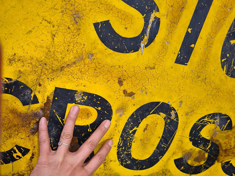 Thumbnail: Vintage stock crossing road sign 125cm yellow  mancave