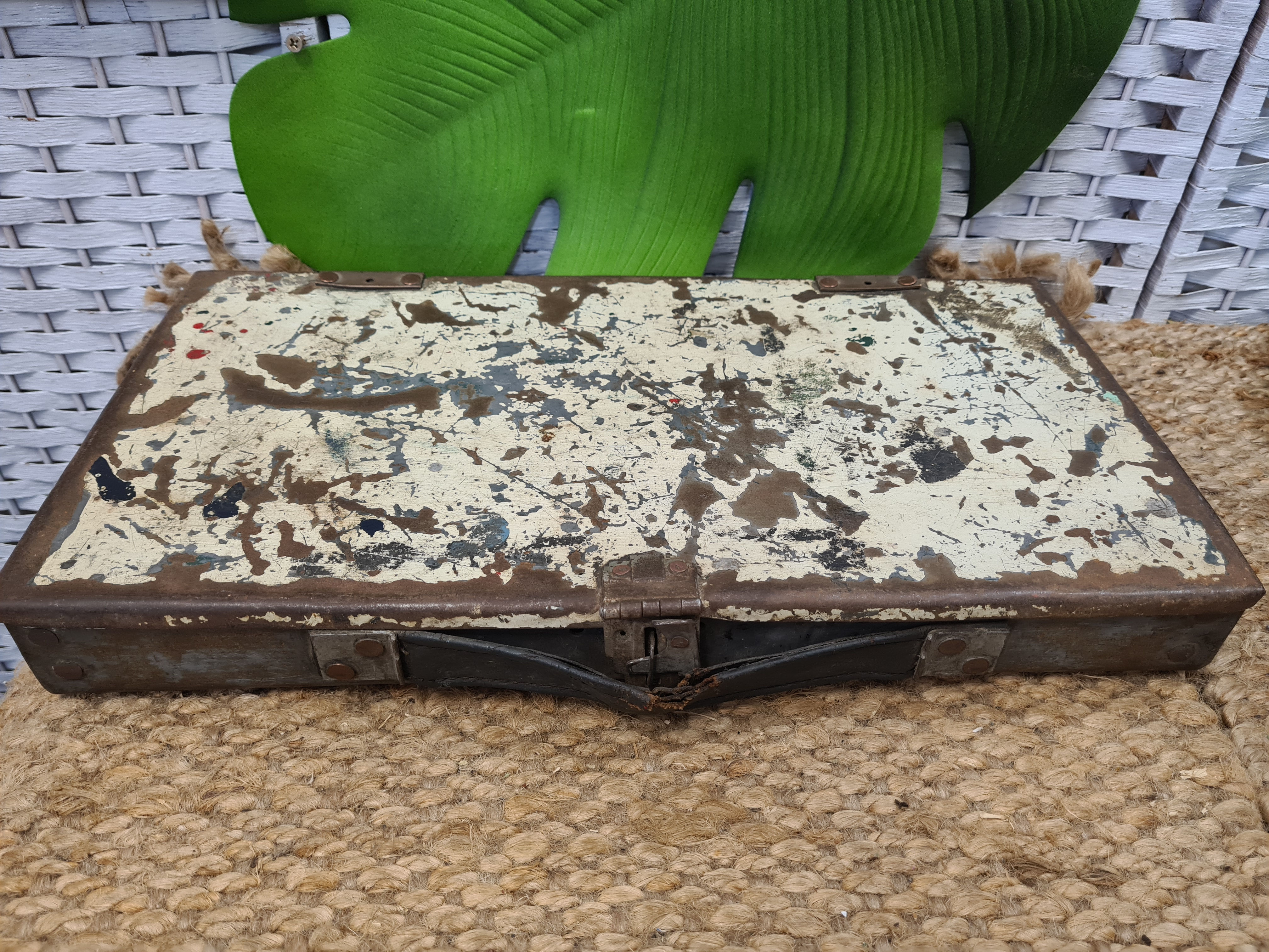 vintage handmade metal box storage small tools divided