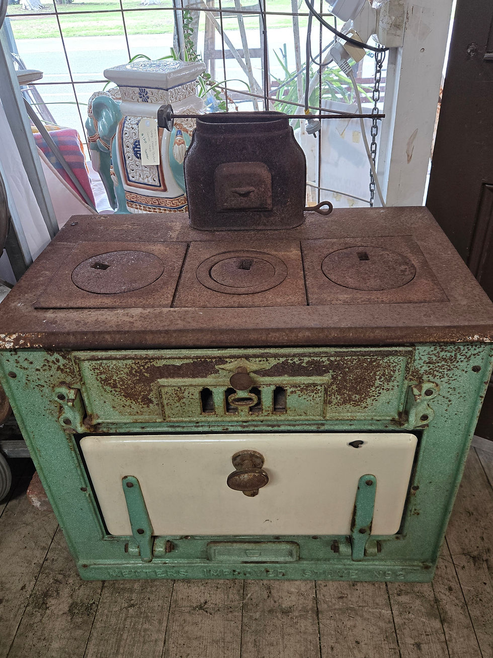 Thumbnail: Original Metters No 2 wood fire stove oven Woodstove heavy cast iron enamel