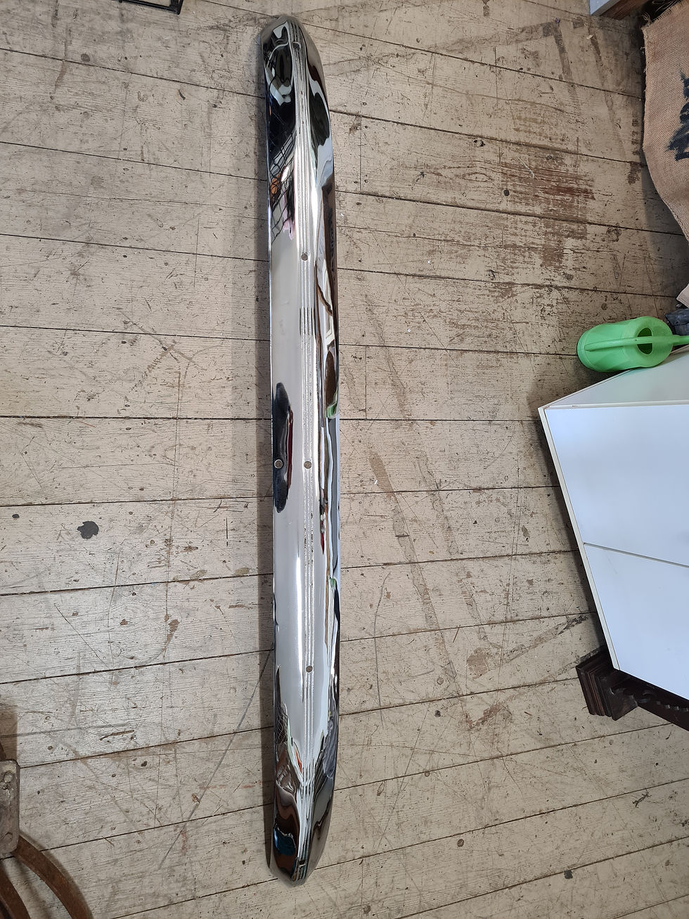 Thumbnail: Vintage Heavy Metal Chrome plate car bumper 170cm