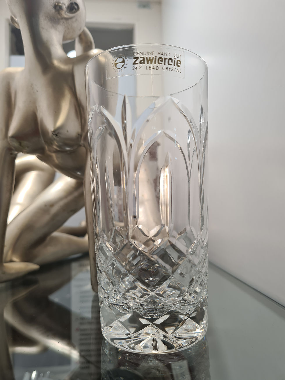 Thumbnail: 1x Zawiercie Crystal Hand Cut Lead Tumbler 320g poland 6 avail