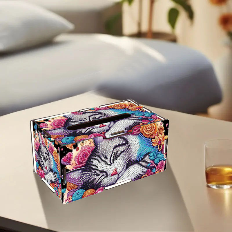 Thumbnail: Tissuebox Slapende kat in bloemen (set 10)