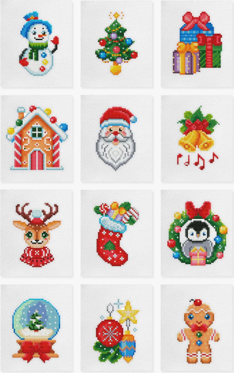 Minipaintings Kerst set van 12
