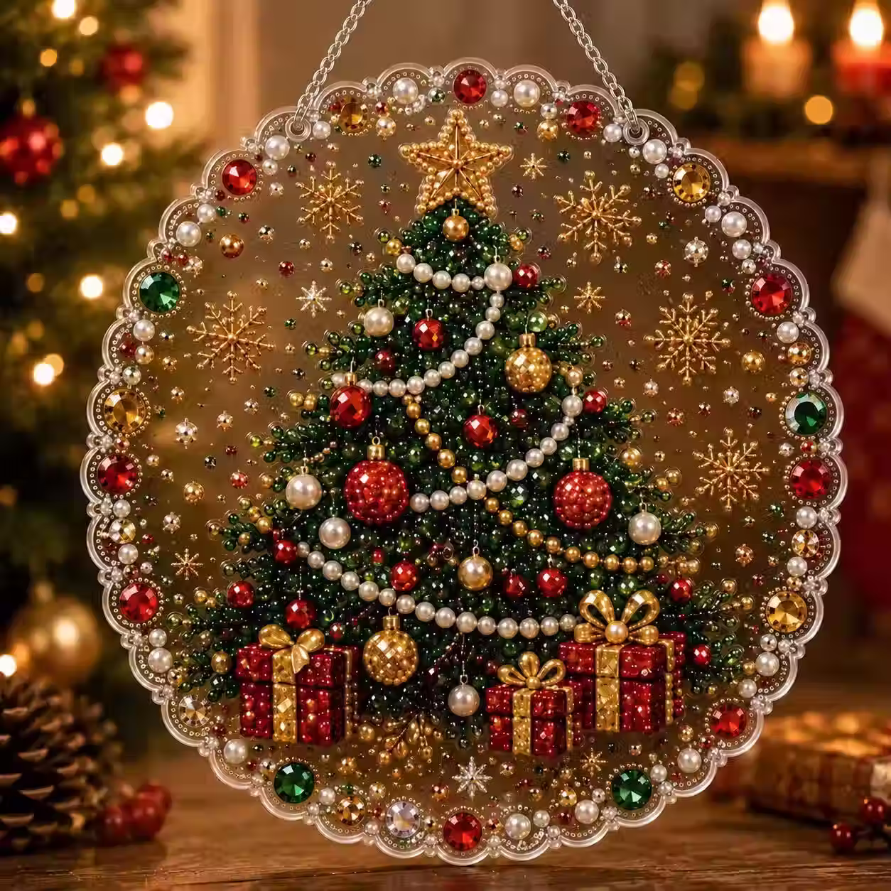 Kerstkrans kerstboom (met extra grote parels) set 51