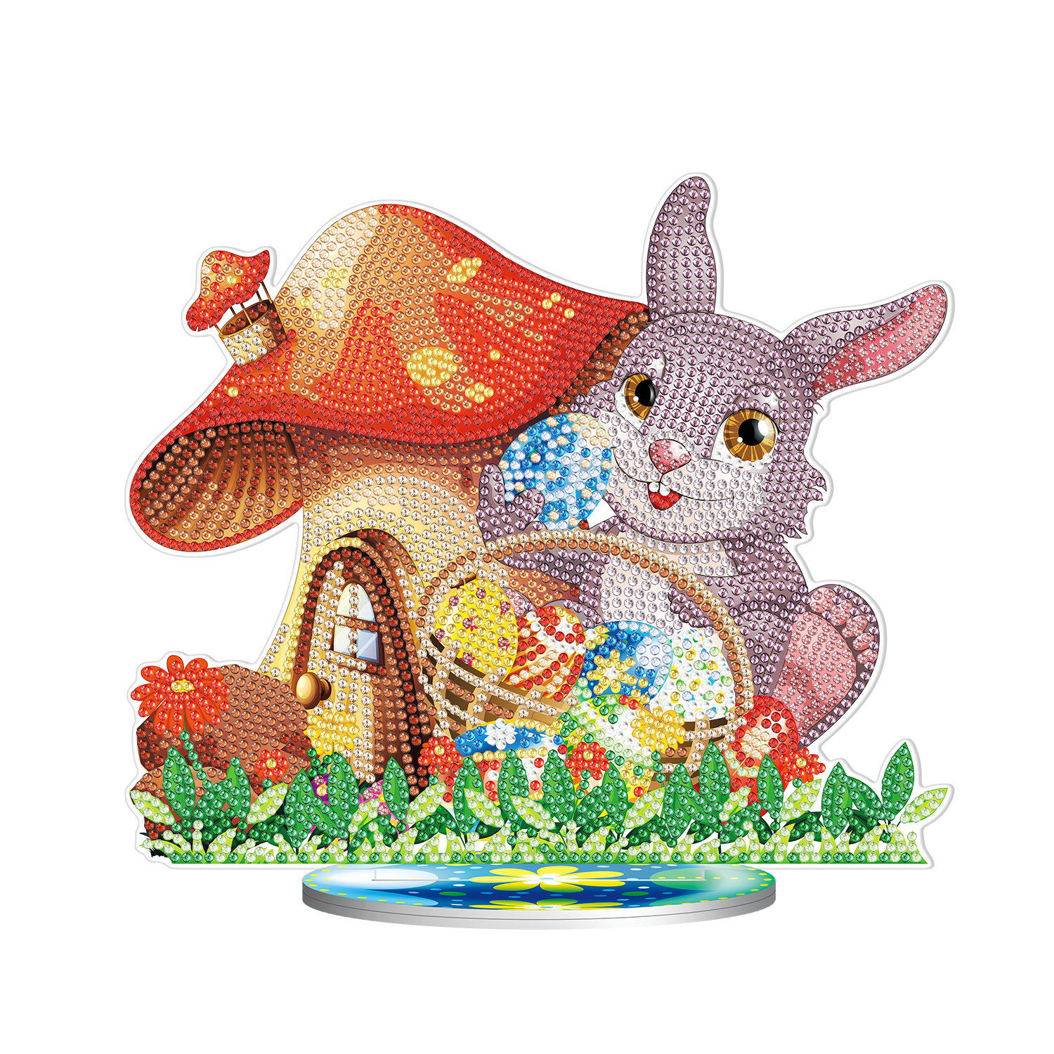 Ornament Paashaas bij paddestoel (set 302)