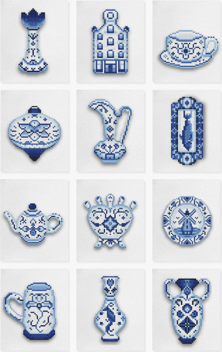 Minipaintings delftsblauw set van 12