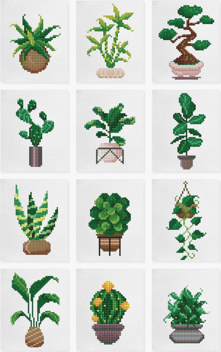 Minipaintings Planten set van 12