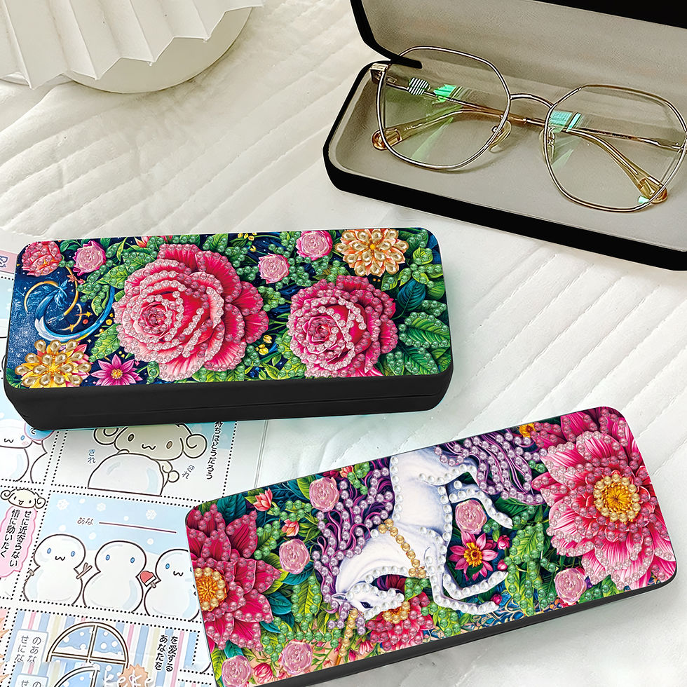 Thumbnail: Brillenkoker Eenhoorn met bloemen (set 206)
