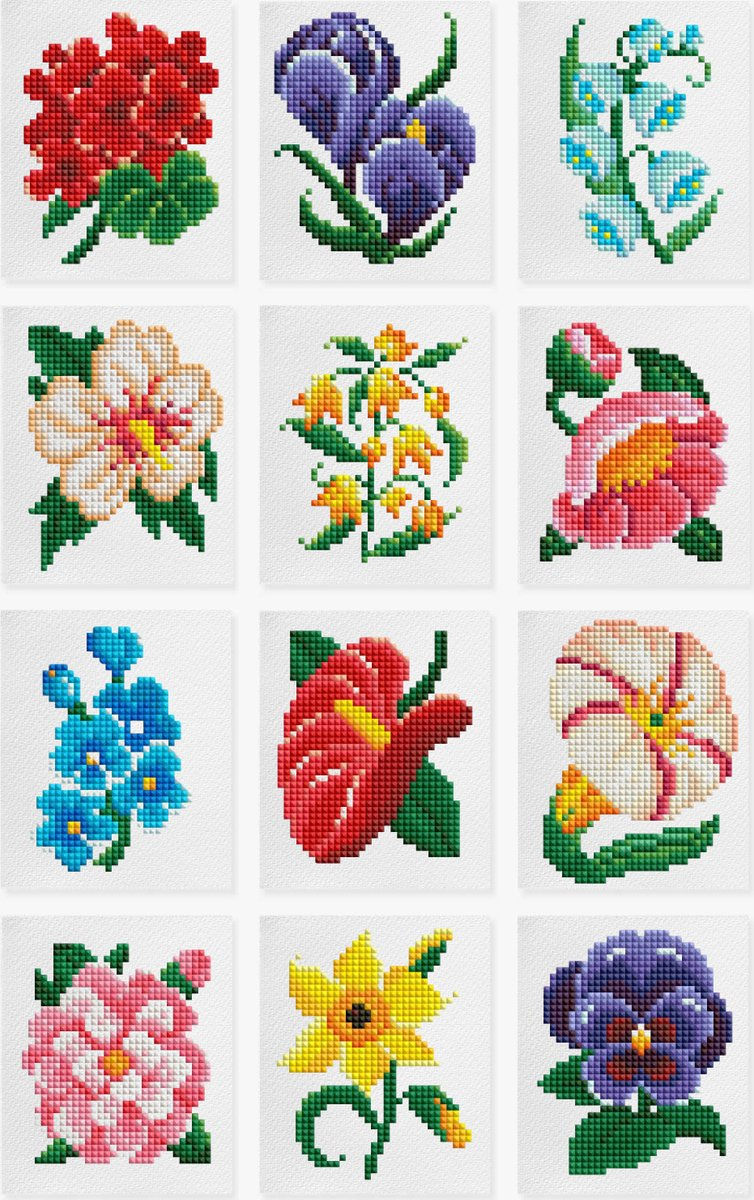 Minipaintings Bloemen set van 12