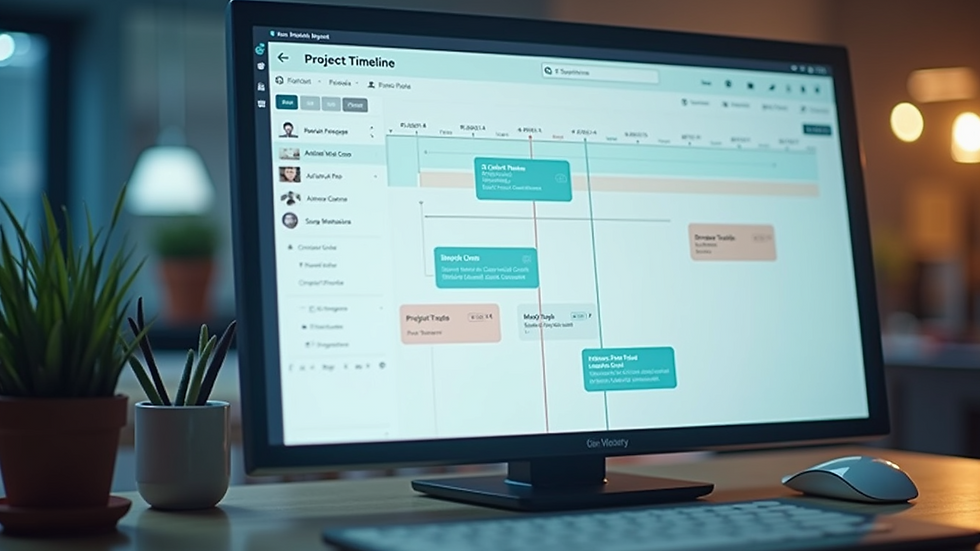Wide angle view of a digital task management screen showing a project timeline.