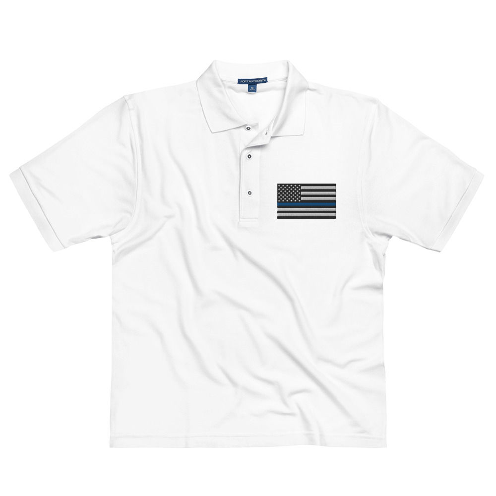 White Thin Blue Line Men's Premium Polo Shirt