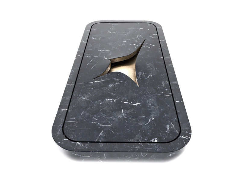 Vulcan marble design washbasin with brass details