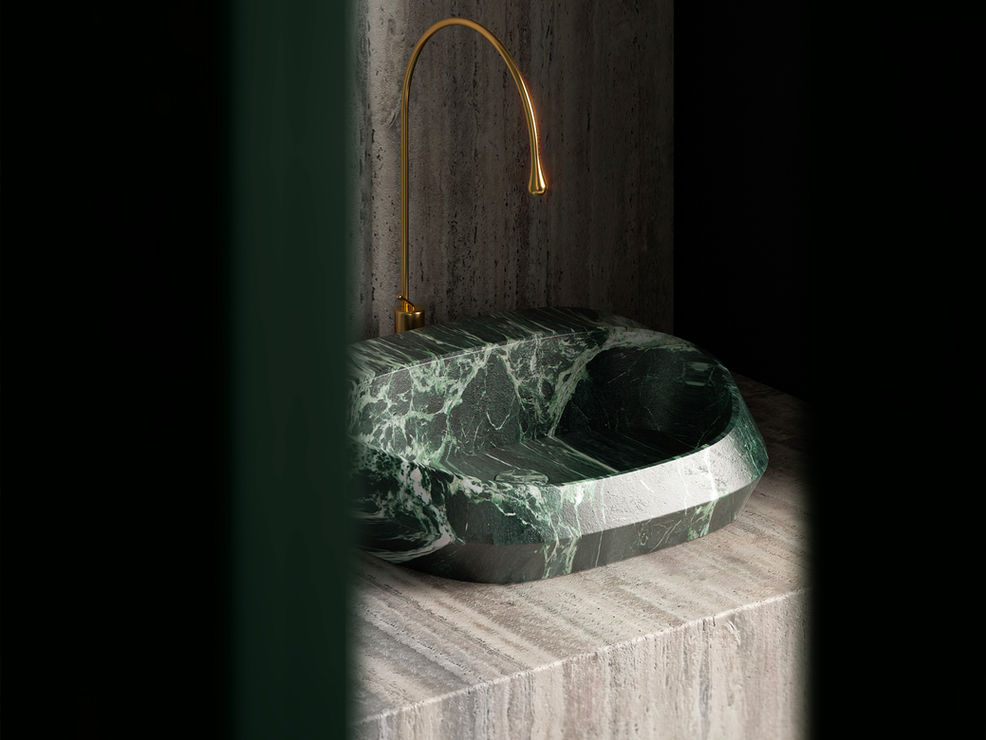 Tosca small washbasin made of Verde Notte