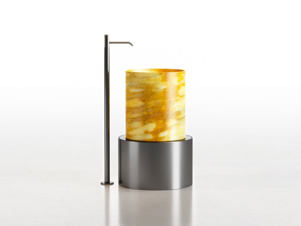 Circle marble washbasin small medium made of Travertino
